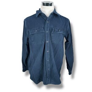 LL Bean Chamois Cloth Flannel Work Shirt Men’s Large Blue Button Up 100% Cotton